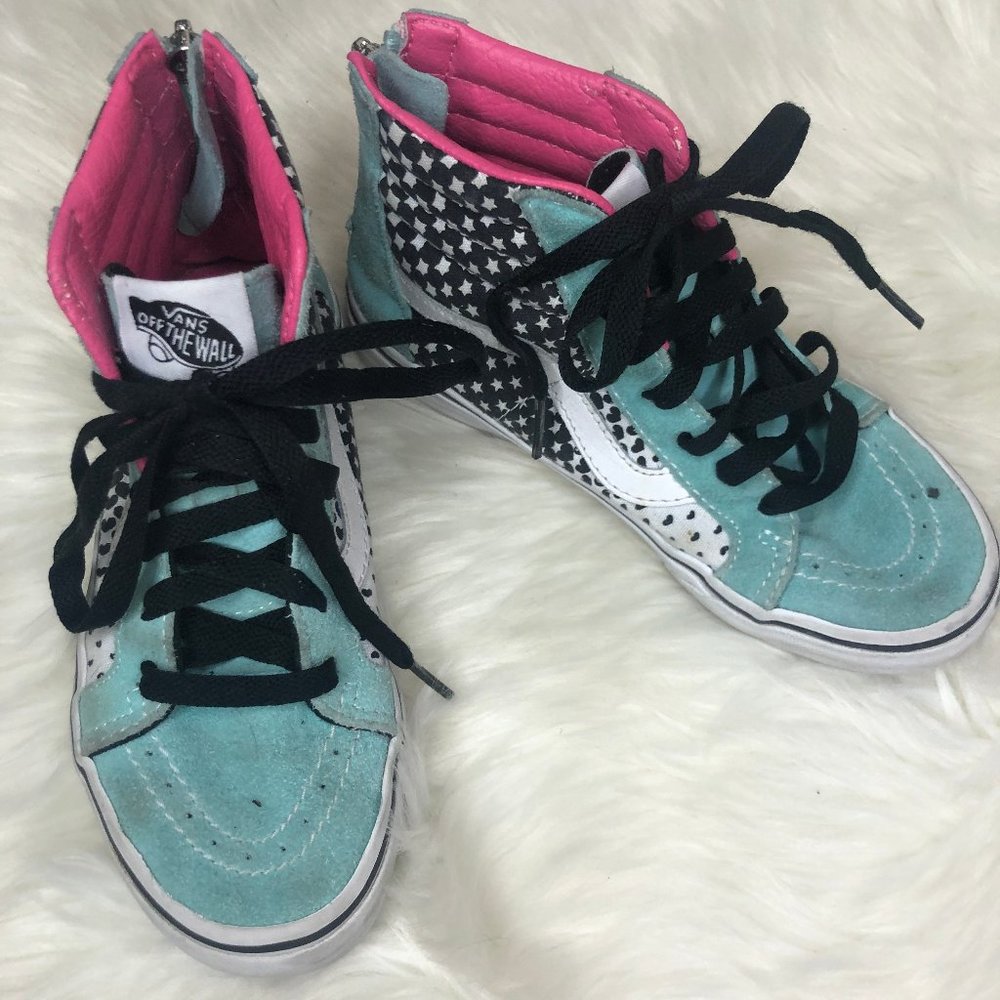 Vans High top Pink & Teal  - Girls SZ 1